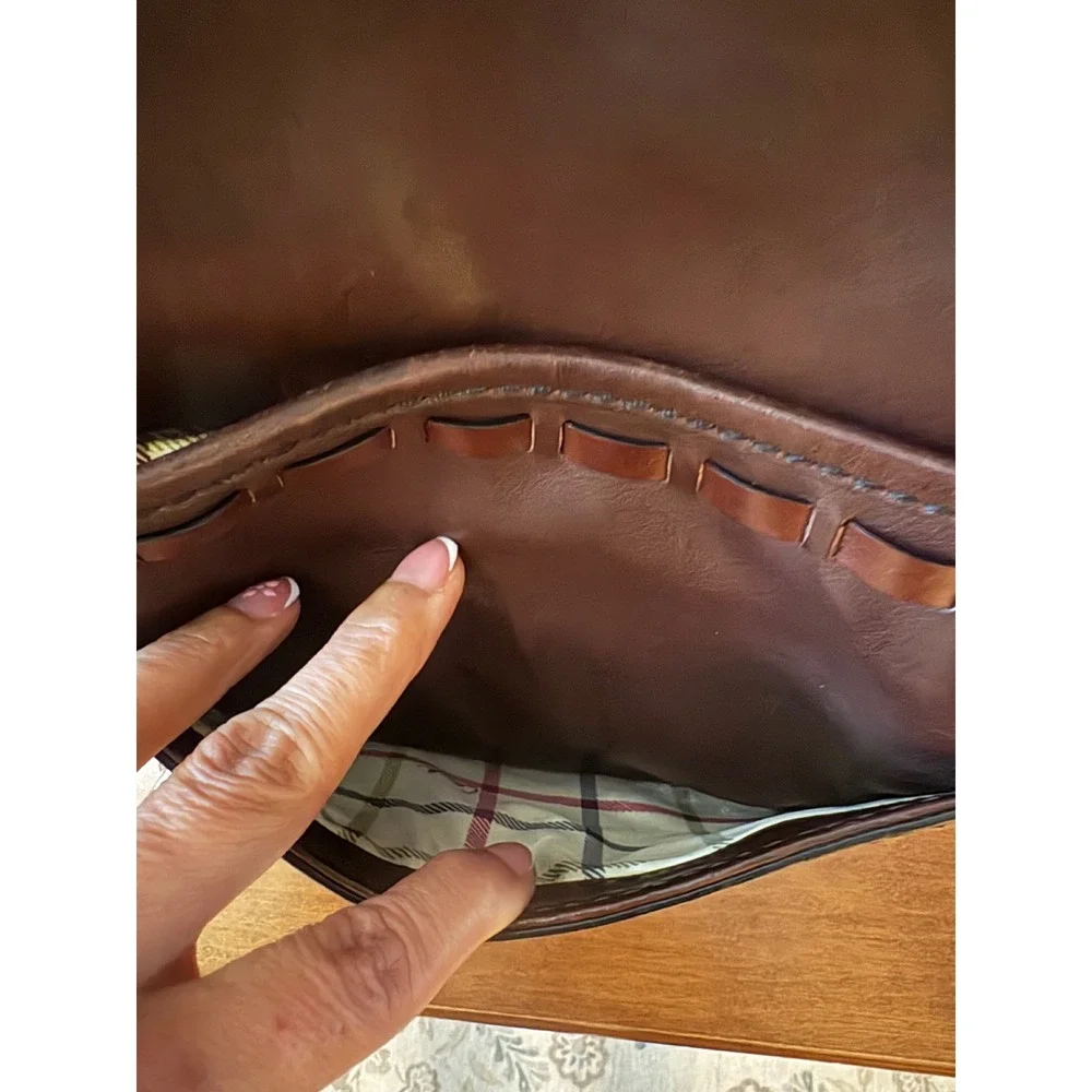 Coach Bleeker Tattersall Leather Flap Crossbody Brown Whipstitch Turnlock 11446 - Picture 5 of 12